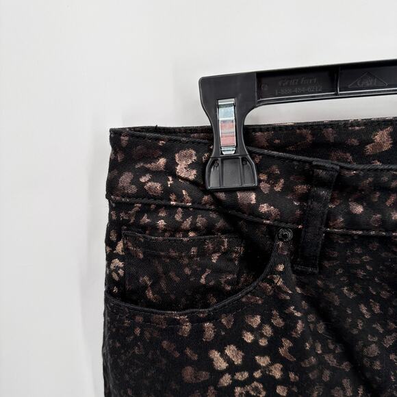 CHICOS NWT Petite Coated Animal-Print Fly-Front Black Gold Jeggings // 6 Petite - Picture 5 of 15